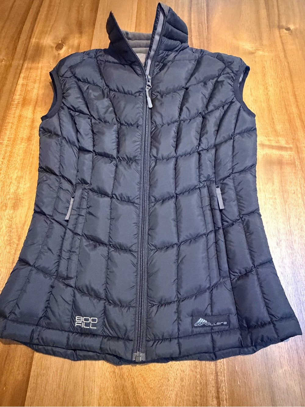 Cordillera Womens Black 800 Fill Goose Down Puffer Vest Quilted Jacket Small